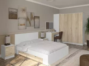 Кровать с ящиками Фреш 160 Белый/Дуб Сонома — фото 4